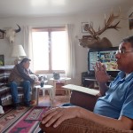 Gabe Grant speaks to the Blackfeet Against Open Enrollment group at his home in Browning. The group has no official leader but meets to discuss the current enrollment debate.