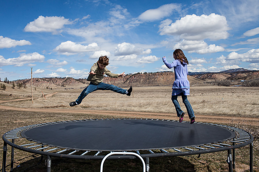 Major Robinson's kids, Kira and Colton, play at their home on the Northern Cheyenne Indian Reservation. It is important to Robinson that his children grow up knowing about their culture as Northern Cheyenne Indians.