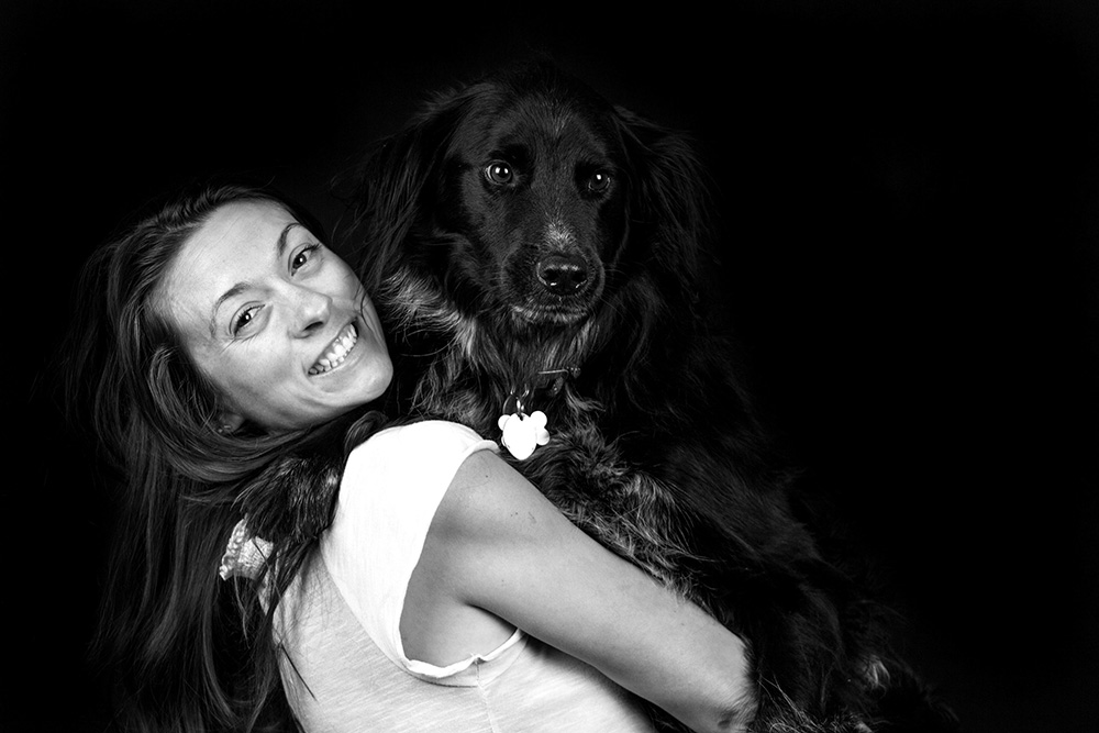 Editor Nicky Ouellet with dog Niko
