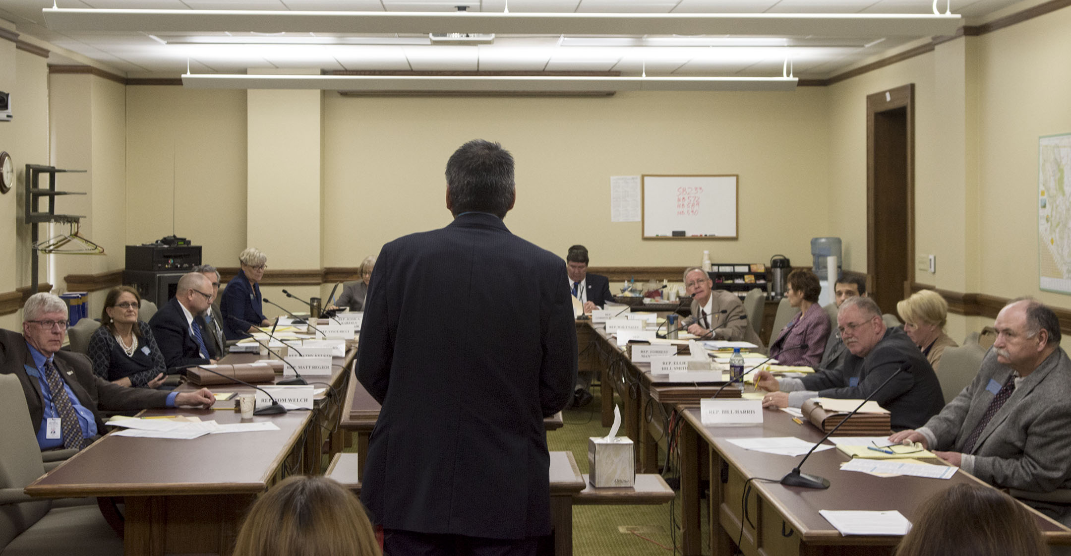 Loren BirdRattler testifies during a hearing on youth suicide in Montana’s House Committee on Human Services.