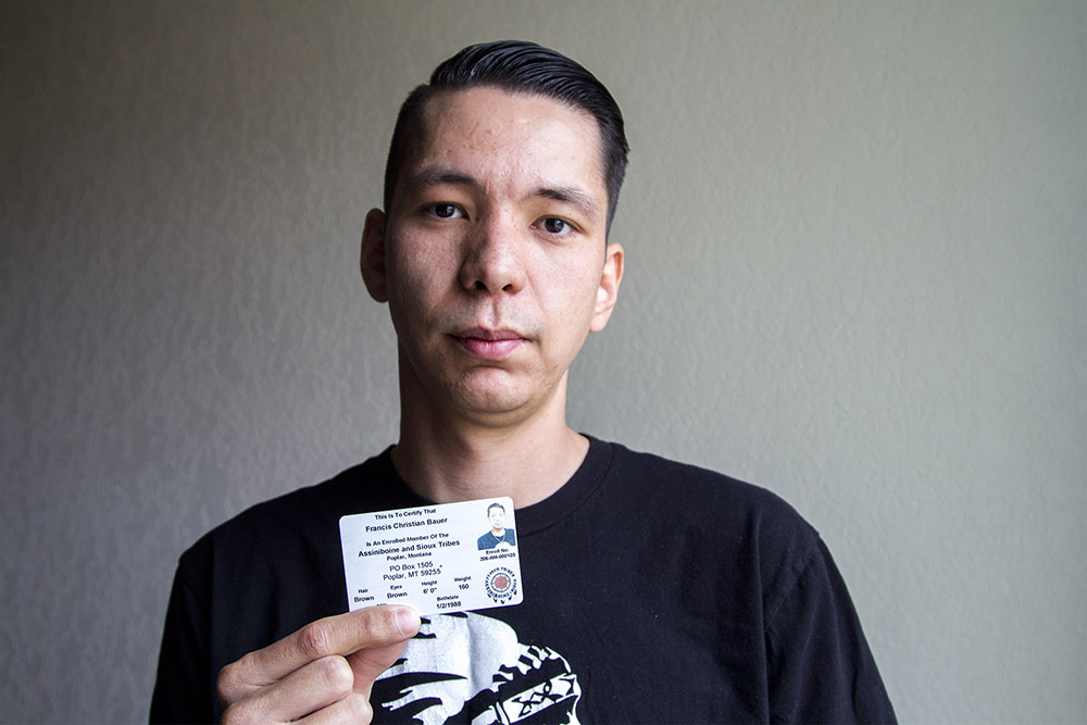 Francis Bauer’s tribal identification card identifies him as an associate member of the Fort Peck Assiniboine and Sioux Tribes. Associate members, like Francis, only receive Indian Health Services. They cannot vote, own tribal land or receive tribal handouts.