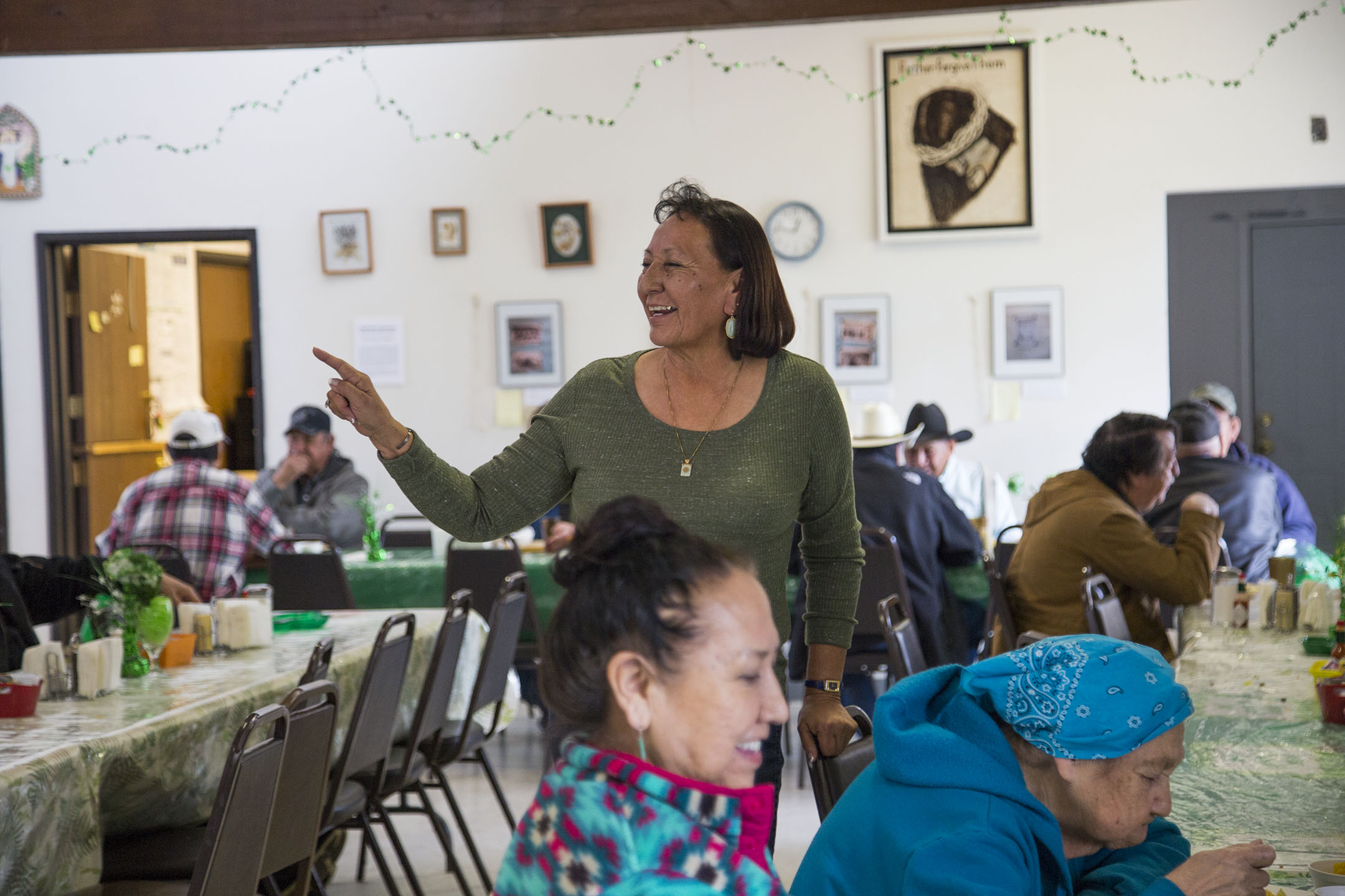 Maryjane Birdinground, center, runs the Apsaalooke Elders Program which oversees all the senior centers on the Crow reservation. Birdinground also runs the Meals on Wheels program on the reservation.