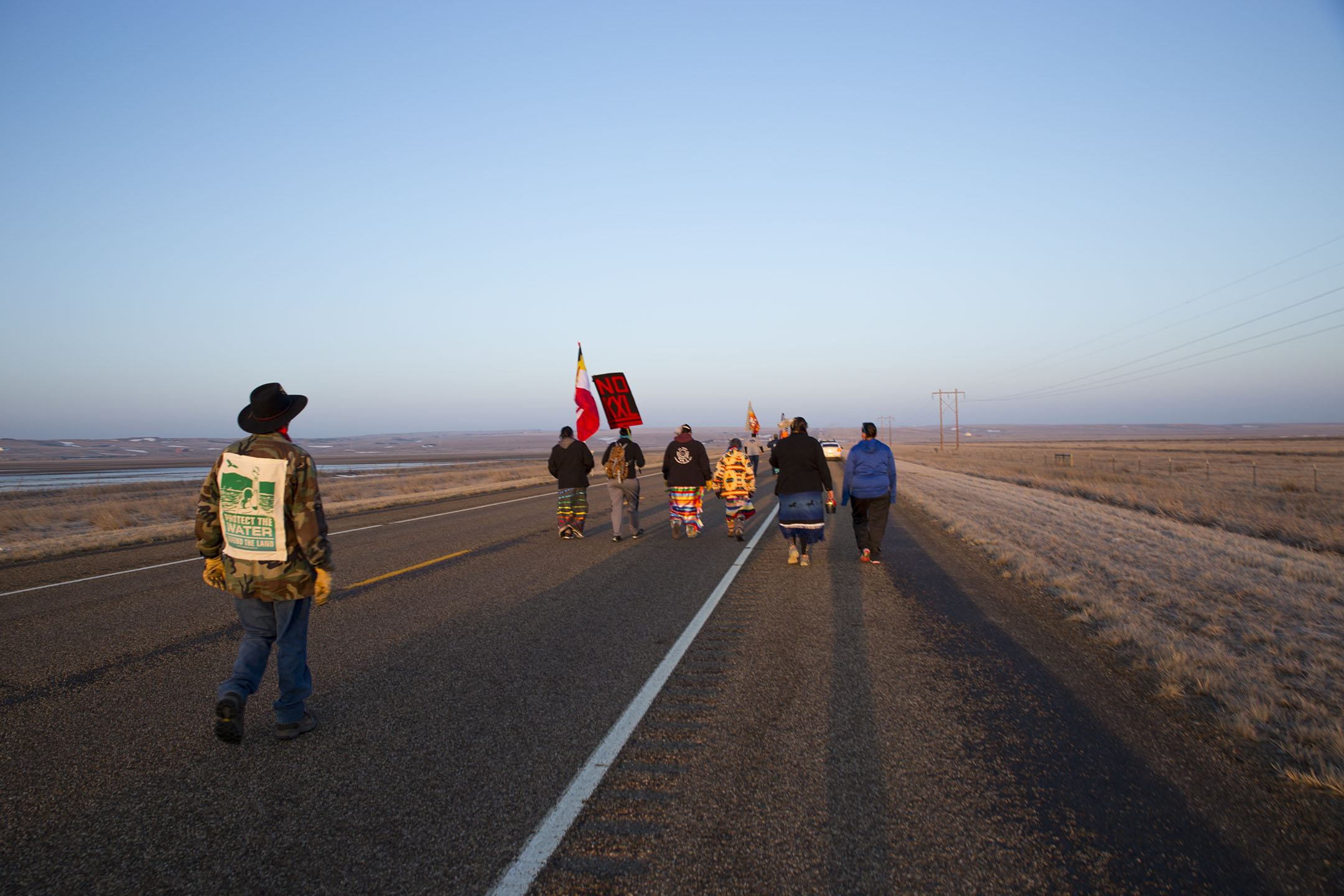 As a veteran and leader in the community, Lance Four Star helped organize and lead community members in a walk protesting the Keystone XL pipeline.